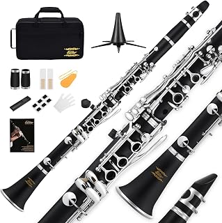 Eastar B Flat Ebonite Clarinet Beginner, Nickel, Hard Case Kit, ECL-300