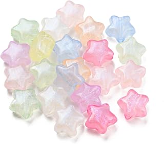 100pcs Luminous Star Acrylic Beads for Jewelry Making Grow in the Dark Star Spacer Beads for DIY Bracelet Necklace Earrings Craft DIY, 10x10.5x6mm, Hole: 2mm