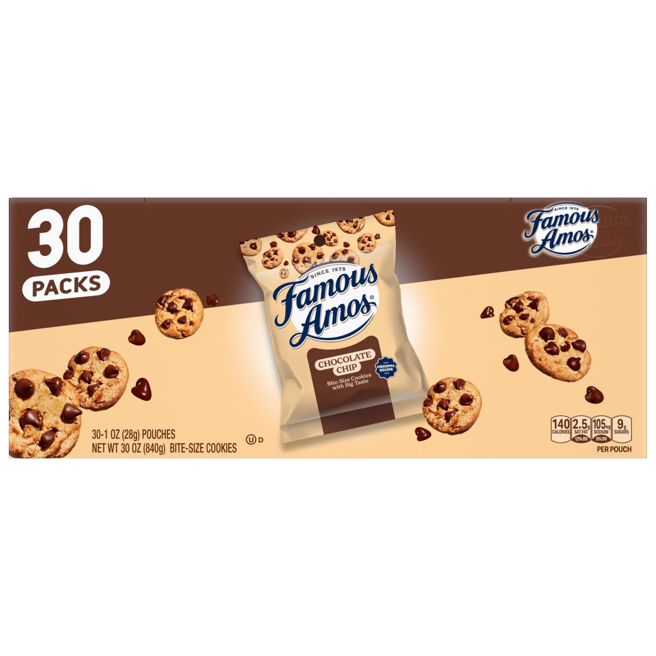 Famous Amos Classic Chocolate Chip Cookies, Bite-Size Crunchy Cookies, Sweet Tre