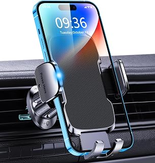 Glangeh Mobile Phone Holder Car Ventilation Upgrade Hook Clip Mobile Phone Holder Car, 360° Rotatable Car Radiator Mounts with One Button Release, Compatible with iPhone 17 Pro Max