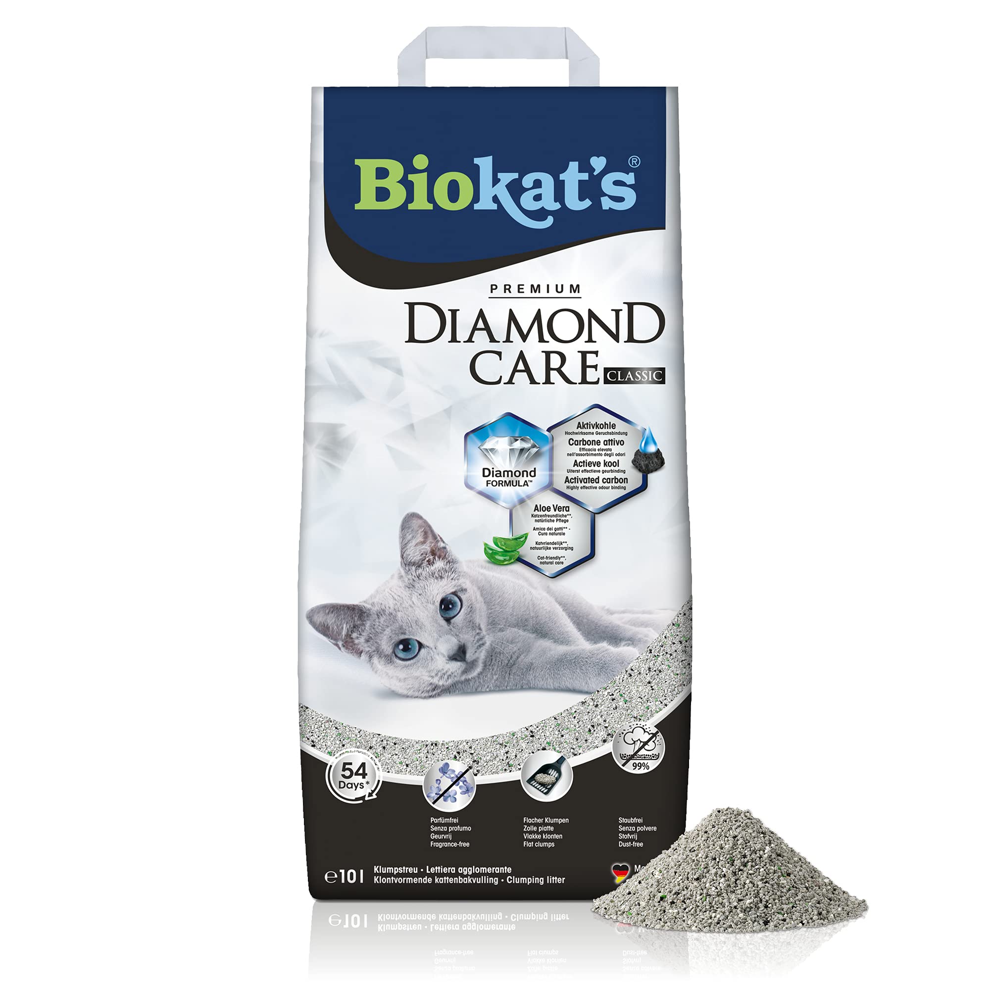 Biokat's Diamond Care Classic Unscented Fine Cat Litter with Activated Carbon an
