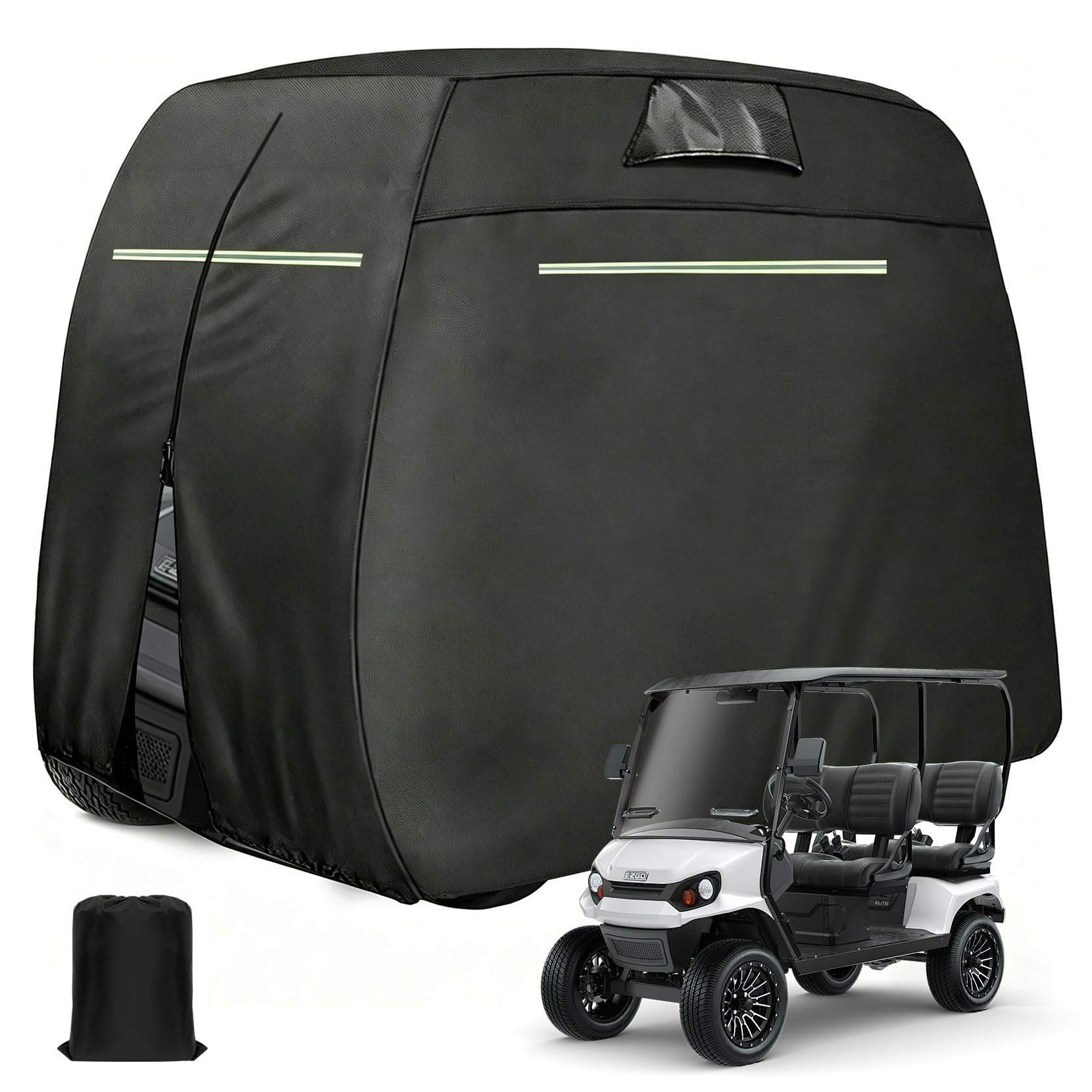 Golf Cart Cover Waterproof Sunproof 4 Passenger | Fits Club Car EZGO Yamaha, 210