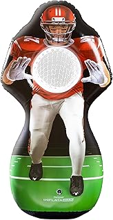 GoSports Inflataman Football Challenge - Includes 4 Rubber Footballs, Ball Pump, and Scoreboard - Inflatable Receiver Touchdown Toss Game