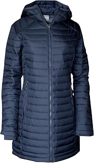 Columbia Women's White Out Half Omni Warmth Long Hooded Lightweight Jacket Coat Puffer Plus Regular