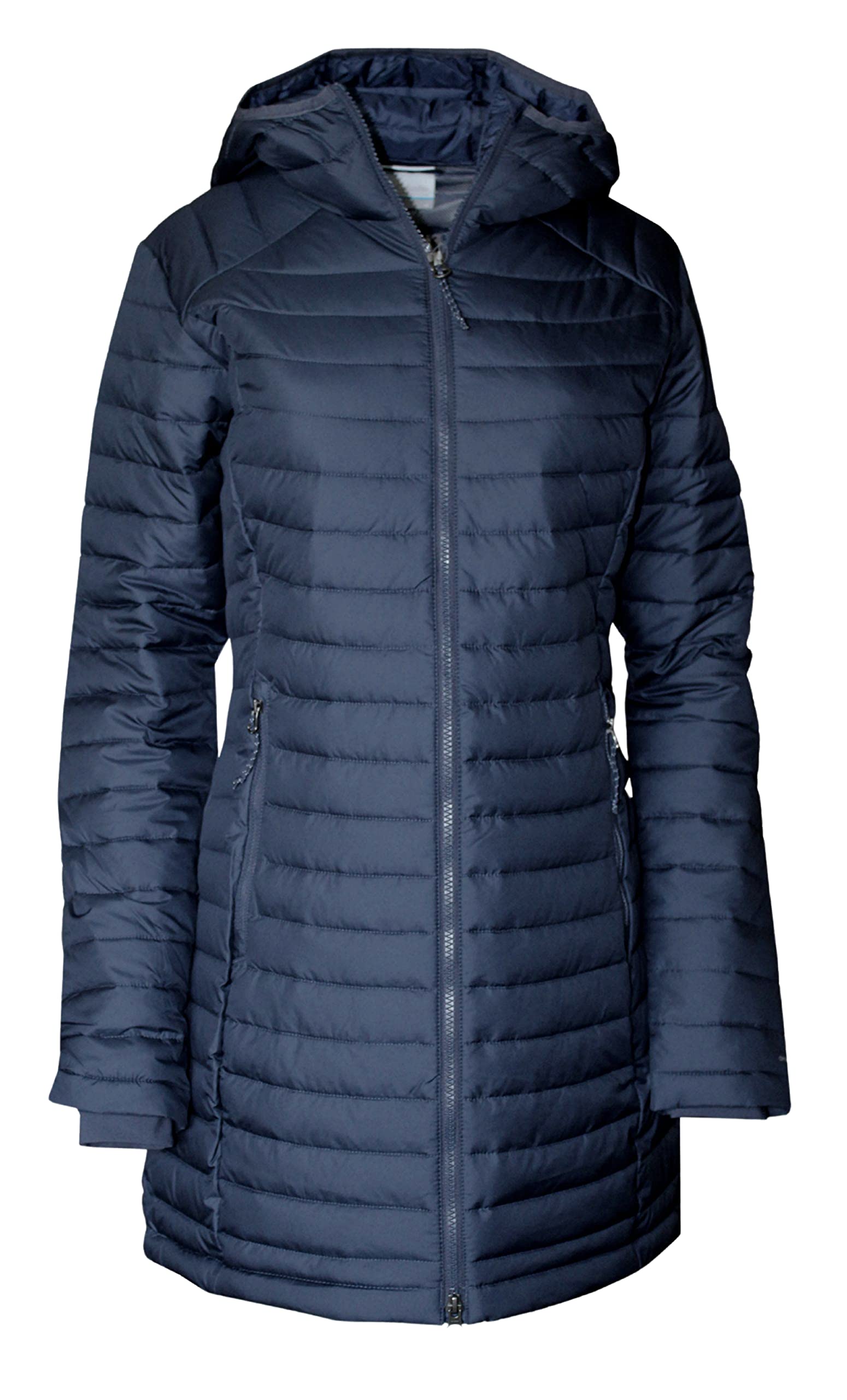 Columbia Women's White Out Half Omni Warmth Long Hooded Lightweight Jacket Coat 