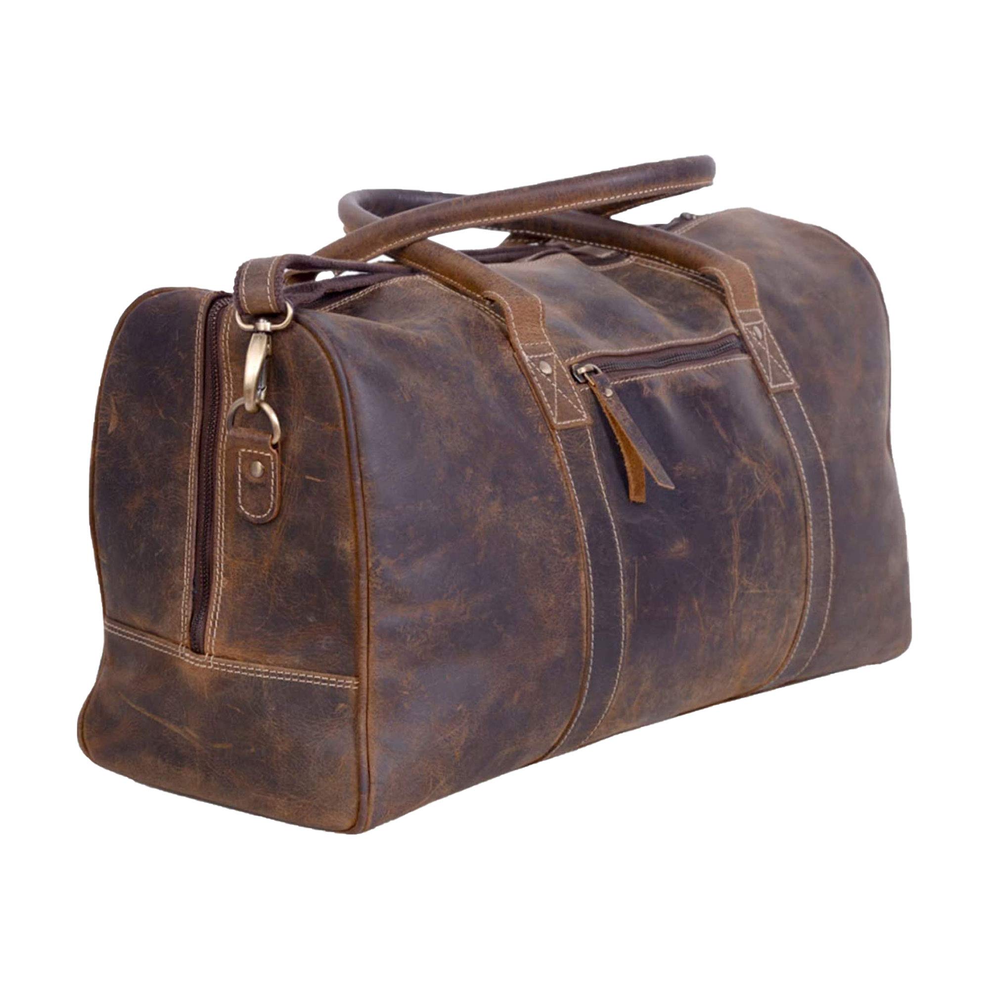 KomalC Genuine Leather Duffel | Travel Overnight Weekend Leather Bag | Sports Gy