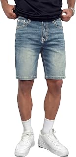 JMIERR 2026 Mens Skinny Denim Shorts 4 Way Stretch Casual Comfy Slim Fit Summer Jean Shorts