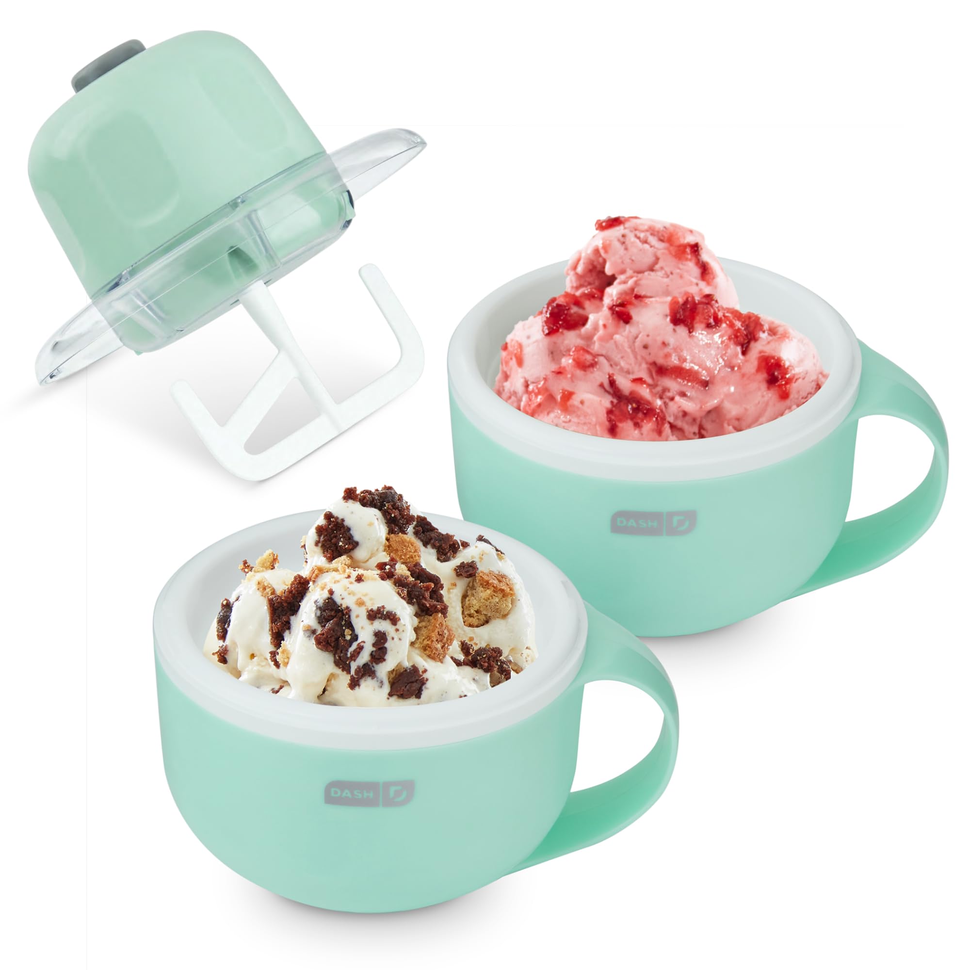 Dash My Mug Ice Cream Maker 2 Pack Bundle, Half-Pint Freezer Mugs, Aqua | Electr