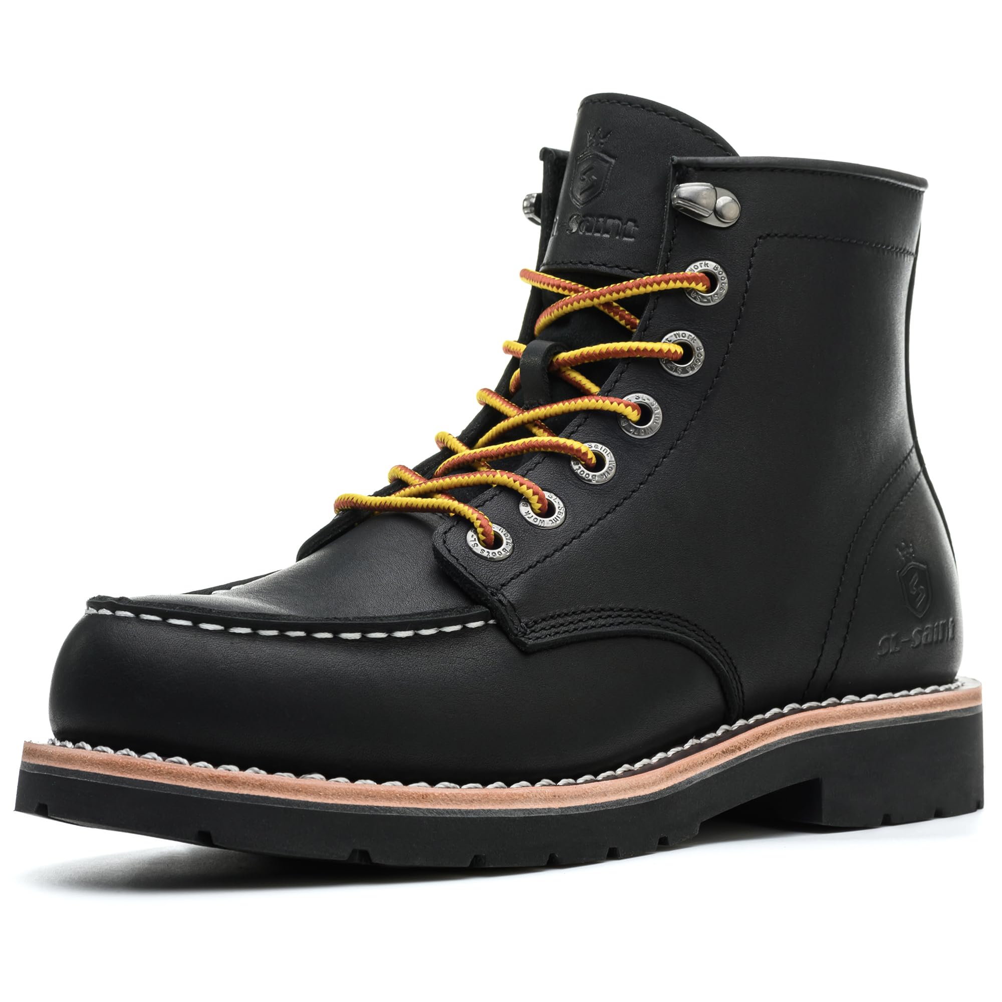 Handmade Mens Soft Toe Moc Boots Genuine Trim