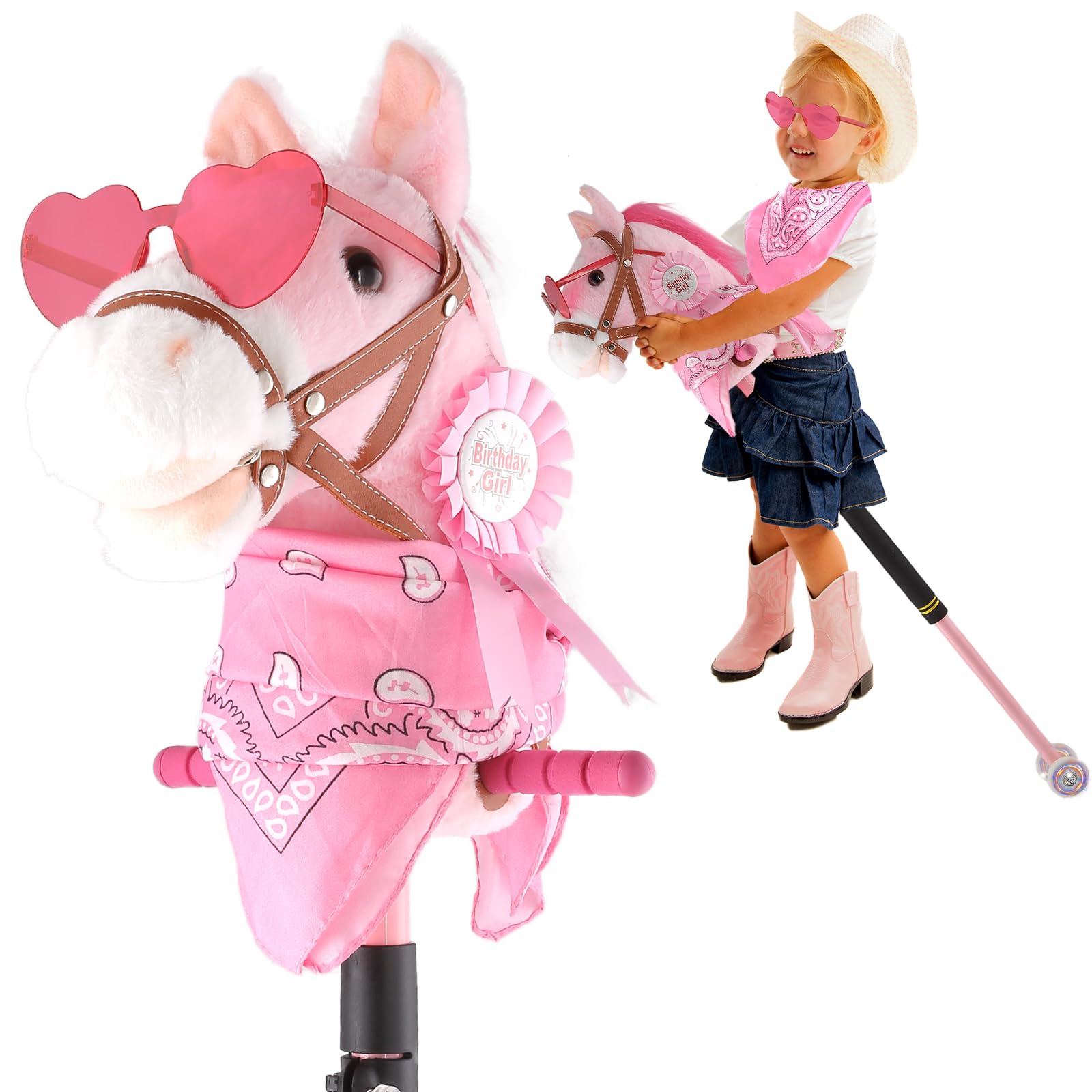 Frebuta Hobby Horse on a Stick,30 to 50In Stick Horse for Kids 3-12 Years Plush 