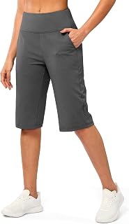 G Gradual Women's 12 Inch Long Bermuda Shorts with Pockets High Waist Stretch Knee Length Summer Walking Shorts