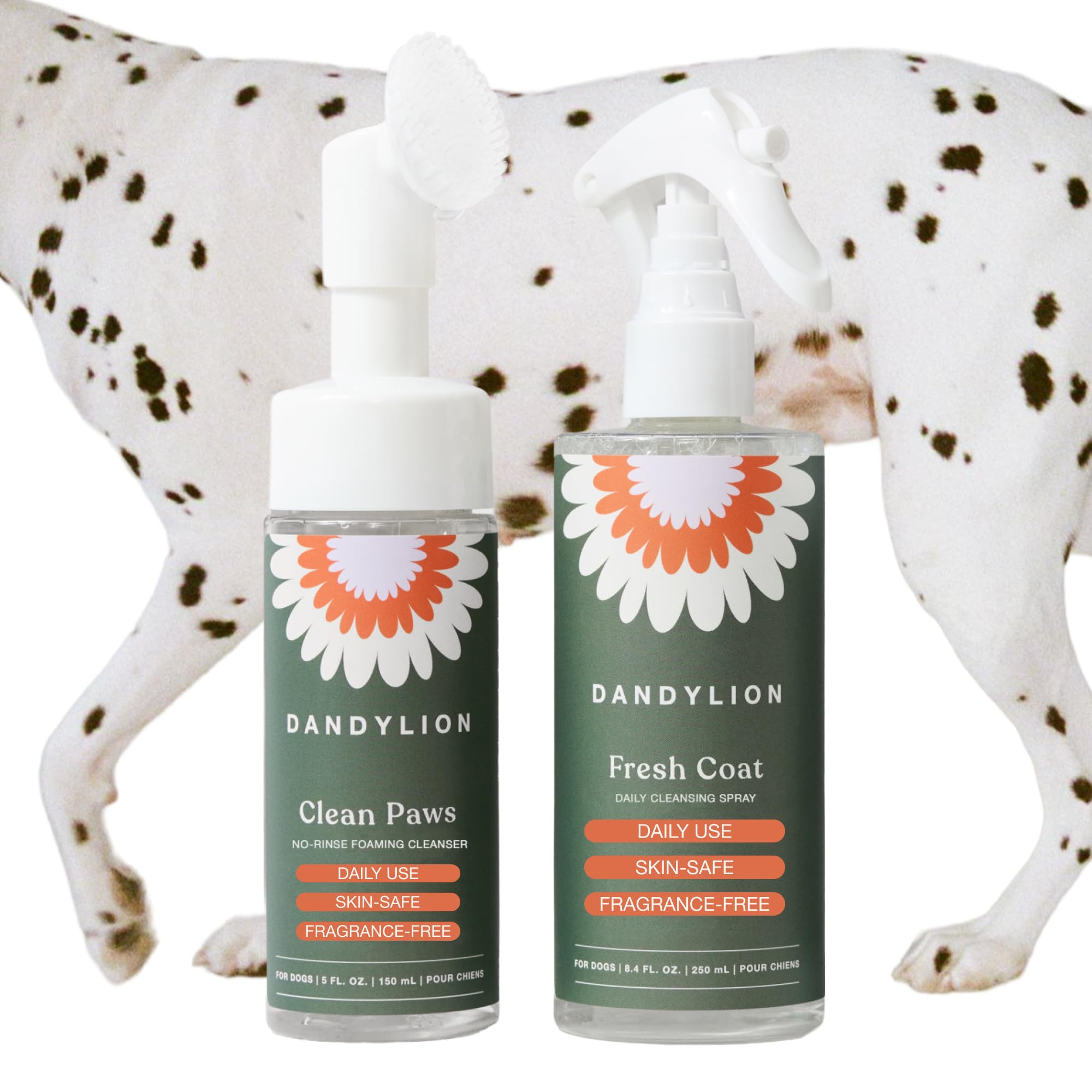 Dandylion Dog Paw Cleaner & Waterless Dog Shampoo, No-Rinse Grooming Duo | Fragr