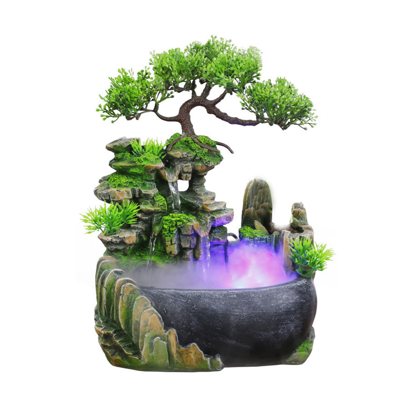 11-Inch Tabletop LED Waterfall Fountain with Mist Effect – Quiet Resin Rockery I