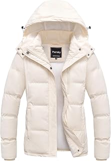 Pursky Women's Warm Winter Thicken Coat Waterproof Cropped Jackets Parka With Removable Hood