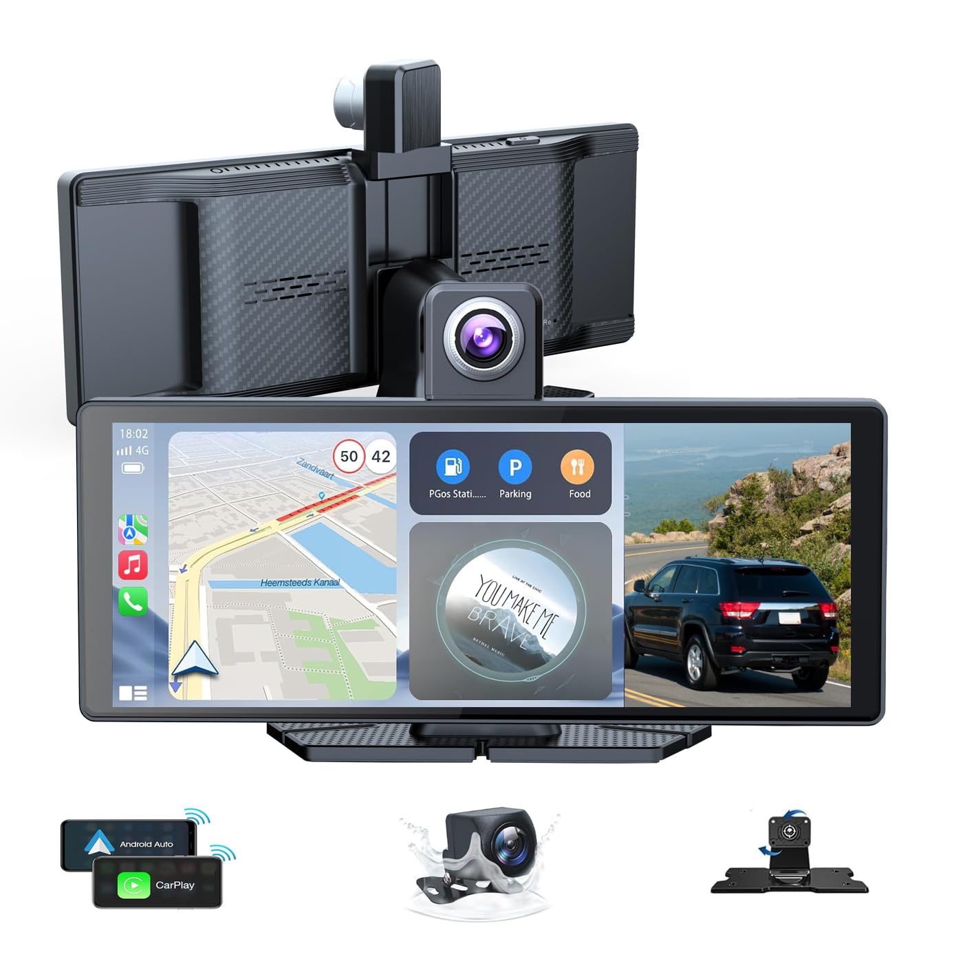 Tucarwyi 10.26" Wireless Portable Carplay Screen CarPlay & Android Auto Car Ster