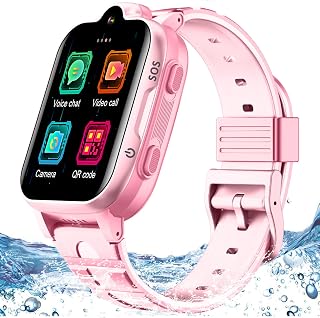 4G GPS Smart Watch for Kids with Whatsapp Line Facebook TikTok Smartwatch | Real-time Tracking Anti-Lost Video Phone Call Pedometer Voice Message Camera SOS Alarm Waterproof Watch for Boys Girls Gifts