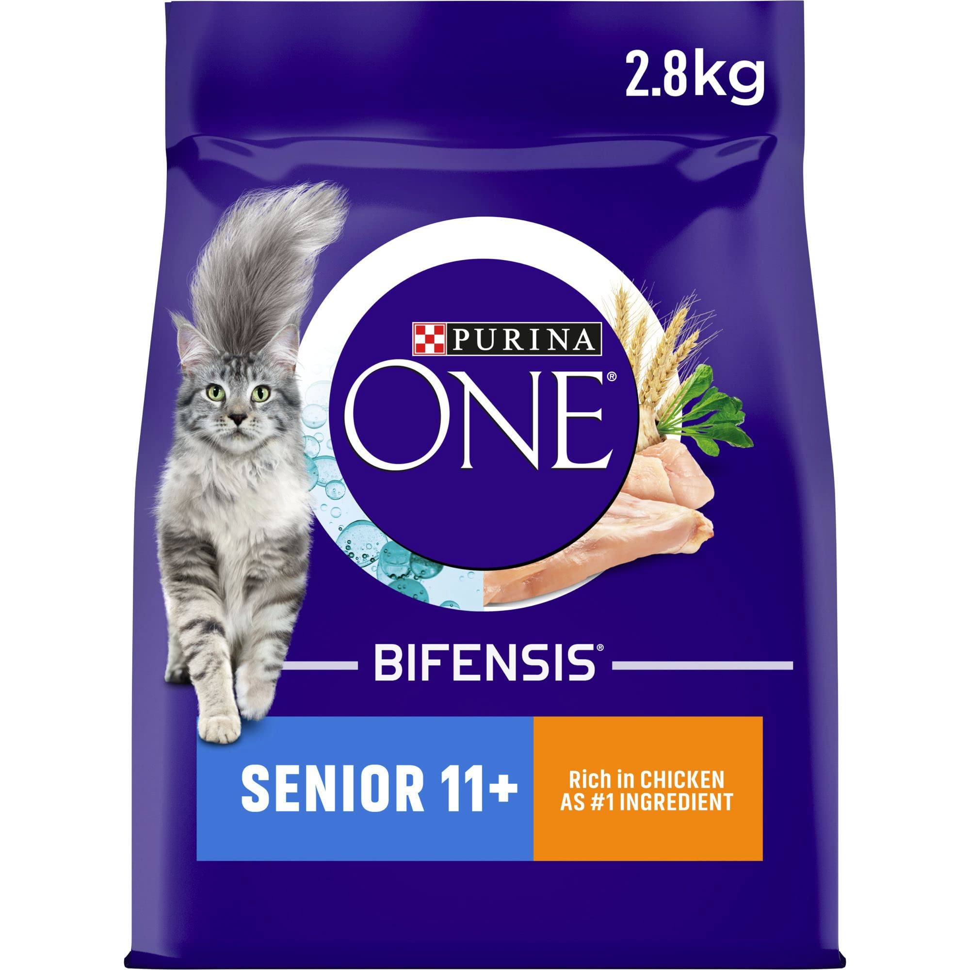 Purina ONE Senior 11+ Cat Food Chicken and Wholegrain 3 kg (Pack of 4-12 kg)