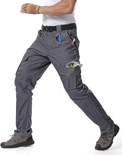 IGOLUMON Men's Cargo Work Trousers Tactical Trousers Trekking Trousers with Multi Pockets Elastic Waist Quick Drying
