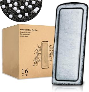 16 Pack Filter Cartridge for Marina Slim Filter S10/S15/S20, Replacement Fish Tank Filter Cartridges with Ceramic for All Three Marina Slim Filter Model