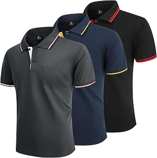 LLdress Men's Polo Shirt Short Sleeves 3 Pack Golf Tennis T Shirt Lightweight and Breathable