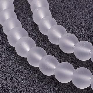 About 99 Strands Frosted Round Glass Beads White Round Loose Beads for Jewelry Making for Necklace Bracelet Earring DIY Crafts 8mm