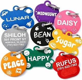 Dr. Fremont's Dog Tags Personalized, Custom Engraved Aluminum Dog & Cat Tag | Custom engraved personalized name tag for dog collar, strong anodized aluminum, made in USA, many shapes & colors for pets