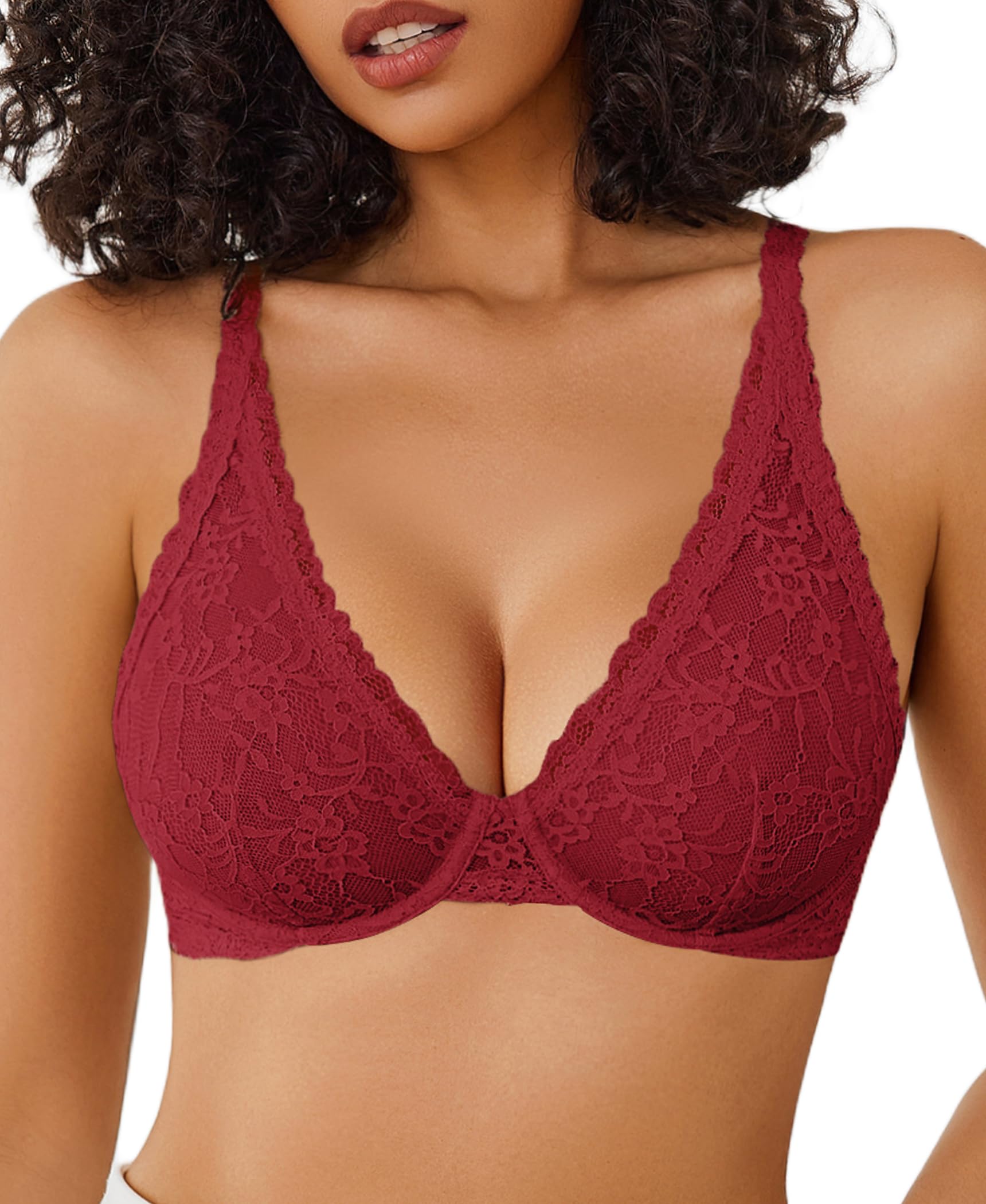 Avidlove Sujetador de encaje para mujer, sexy, transparente, con aros, sin forro