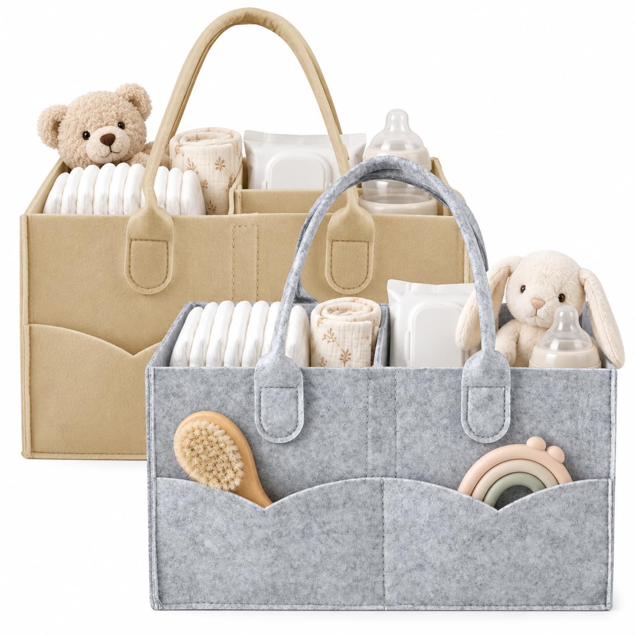 PandaEar 2 Pack Diaper Caddy Organizer – Baby Diaper Caddy for Nursery Organizer