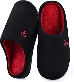 WateLves Men's Slippers Winter Short Plush Memory Foam Warm Cotton Unisex Adult