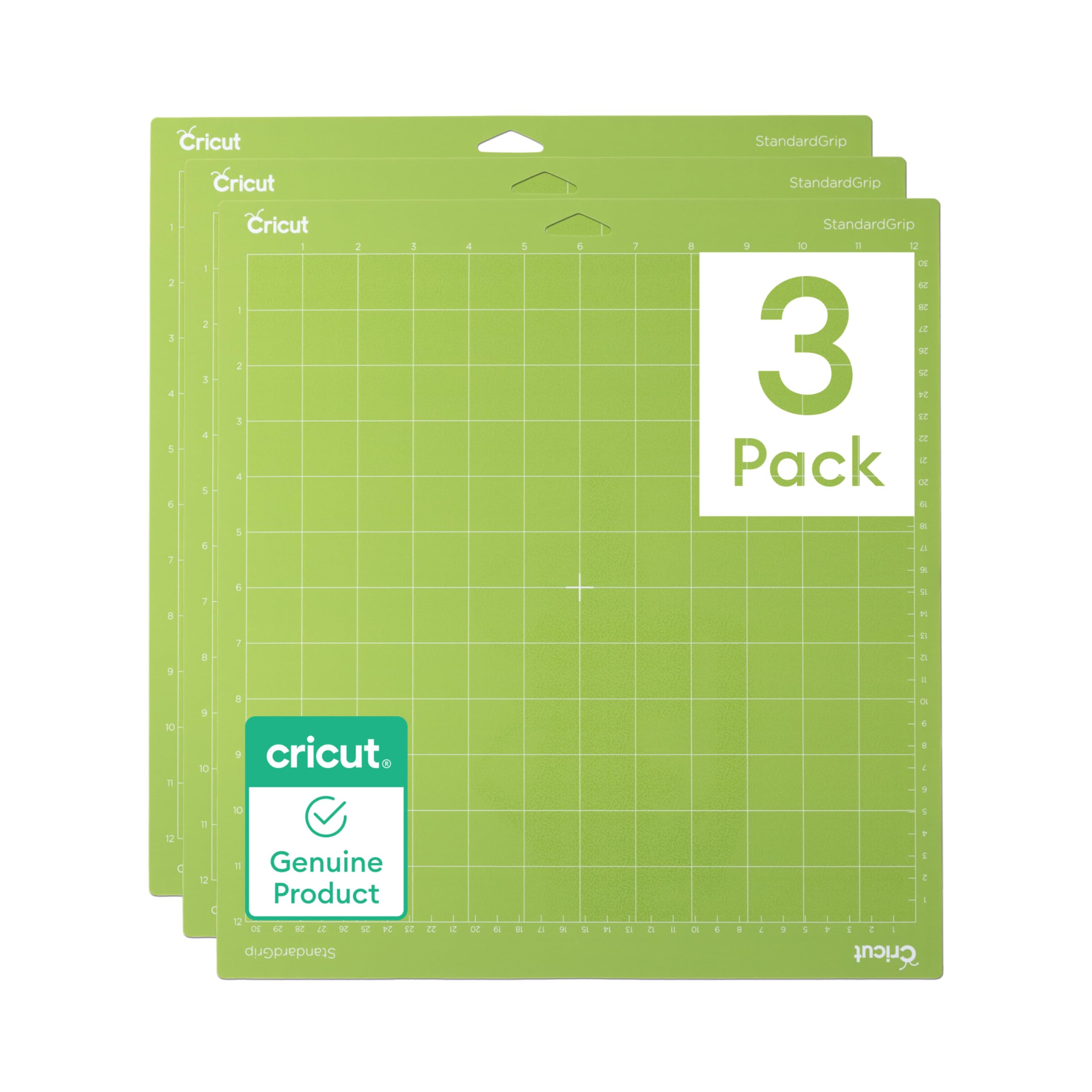 Cricut StandardGrip Adhesive Cutting Mat (12in x12in) - 3 Pack, Green | For Cric