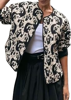 Yimoon Women's Quilted Jacket Lightweight Floral Print Short Padded Open Front Winter Outwear