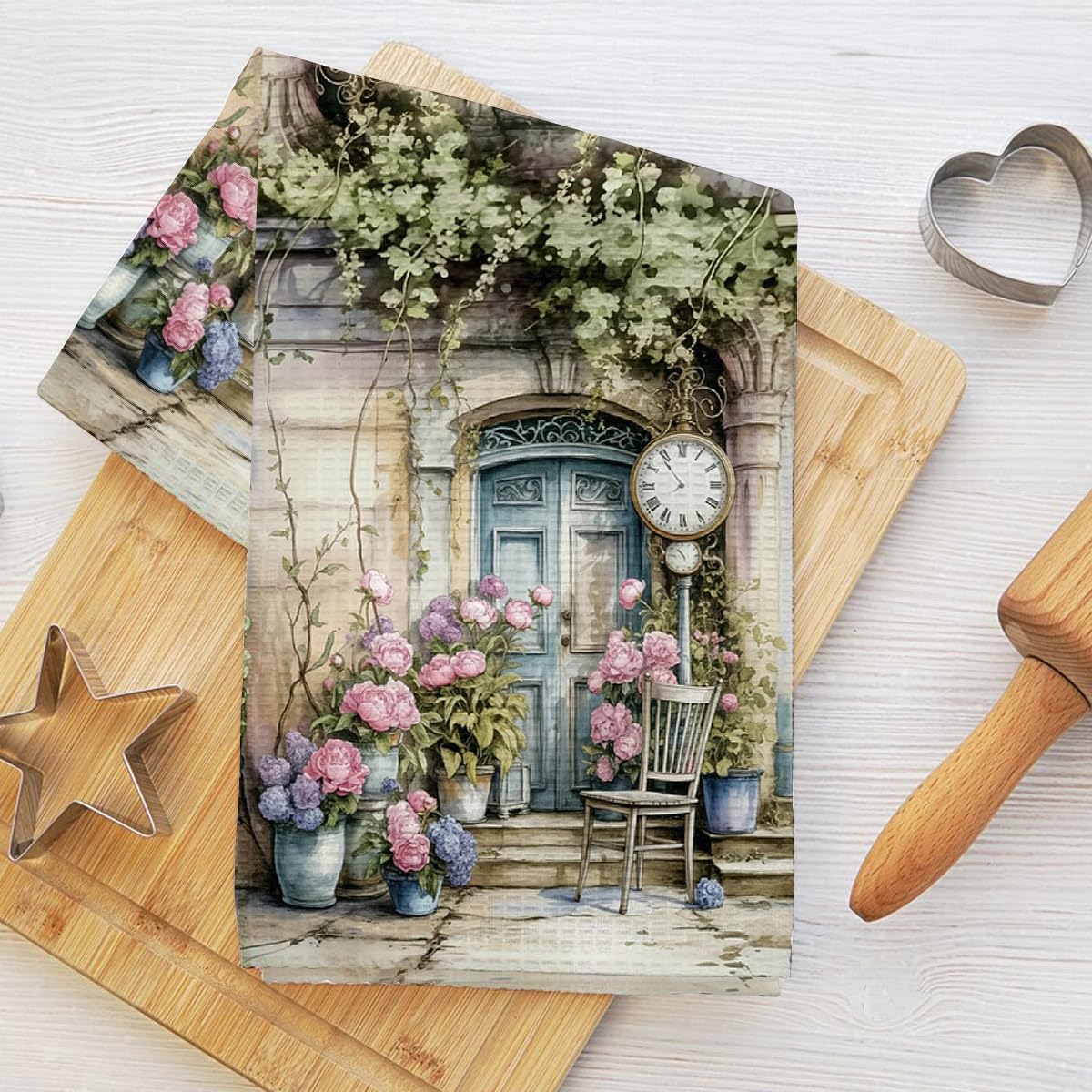 Watercolor Garden Kitchen Towels Absorbent Soft Honeycomb Tea Towels for Kitchen