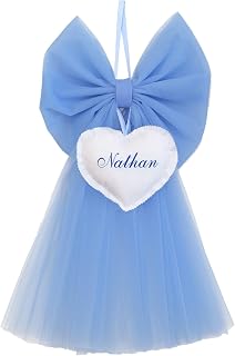 ZAIRISE - Baby Birth Bow, Birth Bow, Personalised Baby Birth Bow, Blue Birth Bow, Birth Bows, Name Birth Bows, Baby Birth Bows.