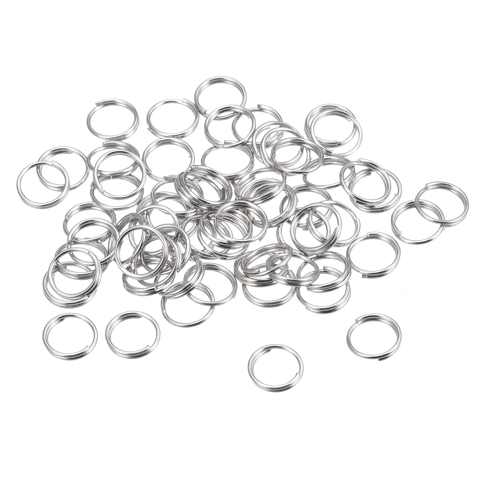 Double Loop Split Rings 8mm Small Round Pieces for Crafts Silver Tone 120pcs