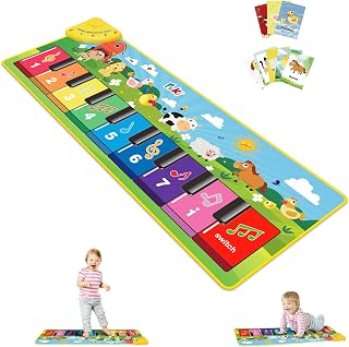 FOKI Floor Piano Mat, Baby & Toddler Toys for 1-3 Year Old Boys & Girls | Sensory Musical Toy with 5 Modes, Dual Volume Controls and 8 Music Cards, Gift-Ready for Birthdays and Christmas