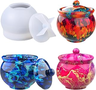 Juome Jar Resin Molds Silicone, Large Jars Silicone Molds for Epoxy Resin | Jar Silicone Molds with Lid for Epoxy Resin Casting, Resin Mold for DIY Jewelry Storage Box, Candy Container, Home Decoration