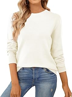 QUALFORT Maglione da donna 100% cotone a maniche lunghe pullover maglione morbido leggero maglia top 2025