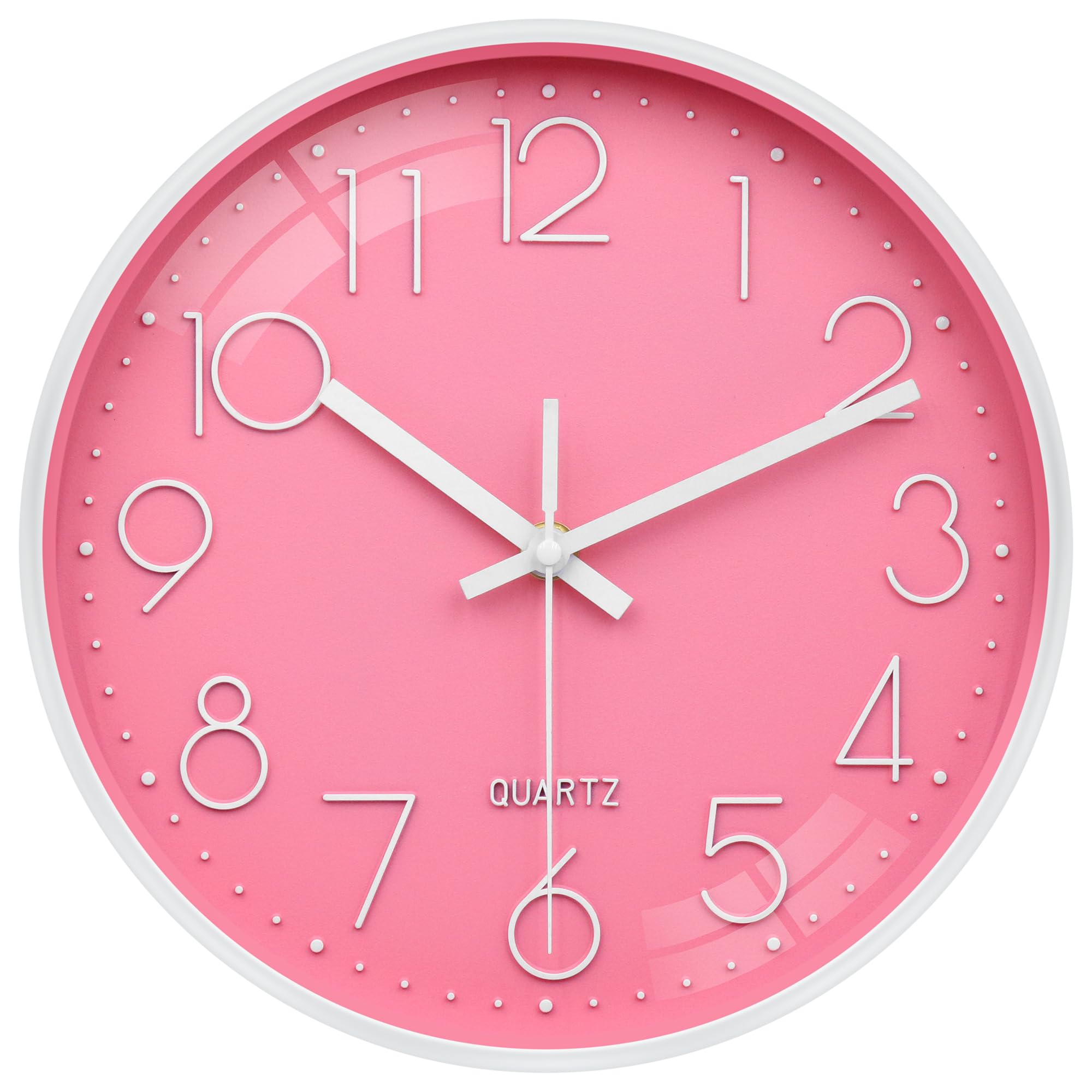 VIKMARI 10 Inch Pink Modern Silent Wall Clock for Kitchen Bedroom
