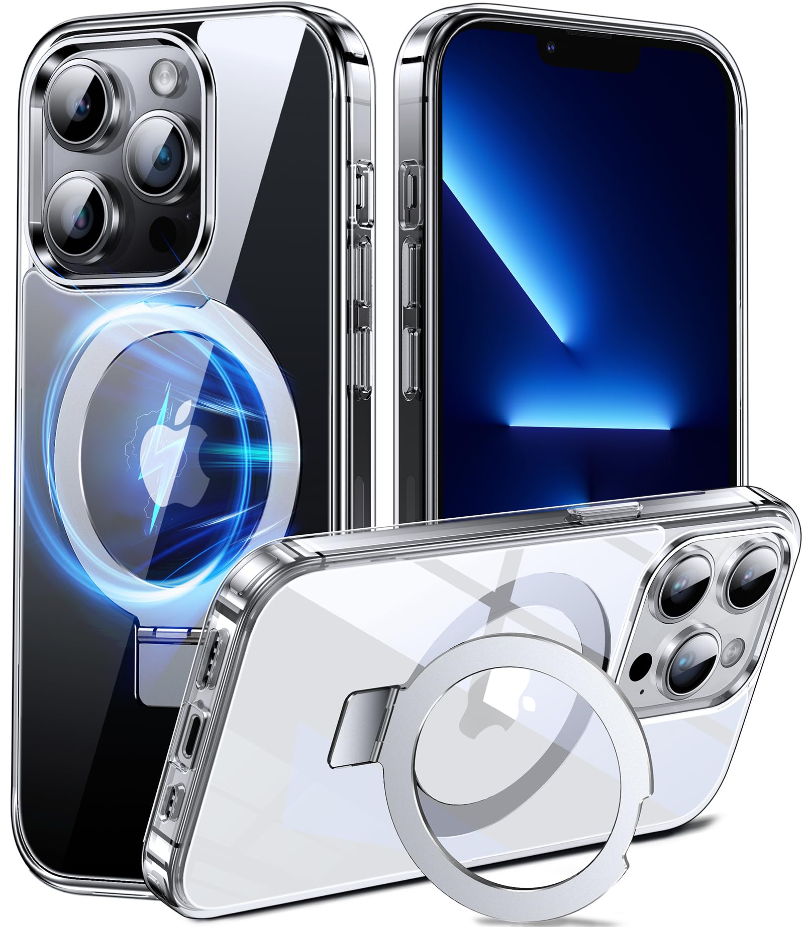 Chicfun 3-in-1 [Magnetic+Kickstand+Ring Holder] for iPhone 14 Pro Max Case Stand
