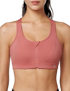Yvette High Impact Sports Bras for Women Zipper Front Big Breasts