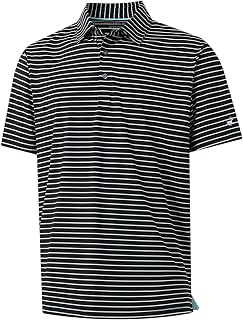 Rouen Mens Polo Shirts Short Sleeve Dry Fit Performance Moisture Wicking Causal Striped Polo Collared Golf Shirts for Men