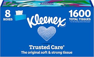 Kleenex Trusted Care Facial Tissues, 8 Flat Boxes, 200 Tissues per Box