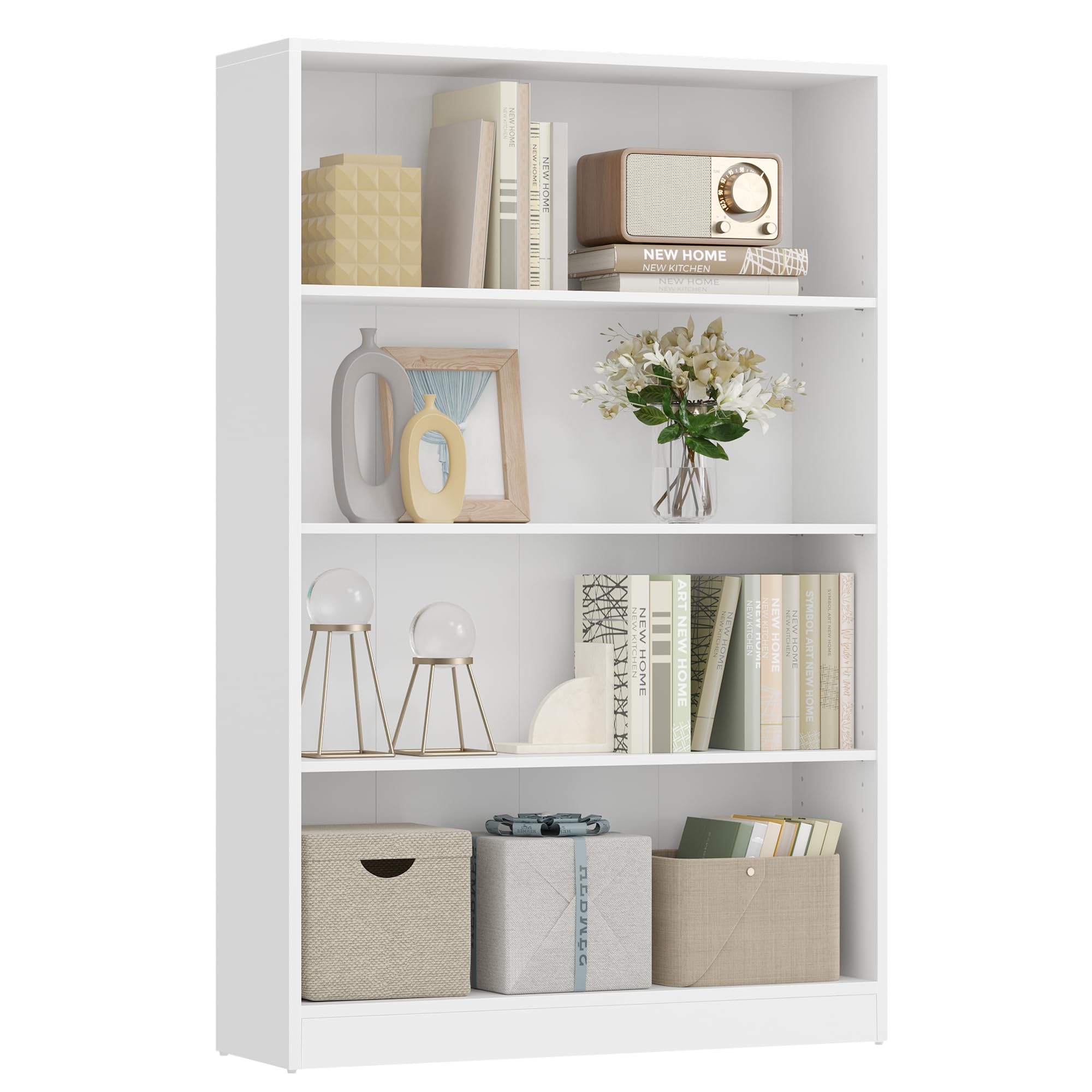 VASAGLE 4-Tier Bookcase, Open Storage Shelf, 80 x 24 x 121.5 cm