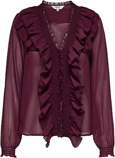 ONLY Onlanina Life LS Ruffel V-Neck Top Wvn for Women