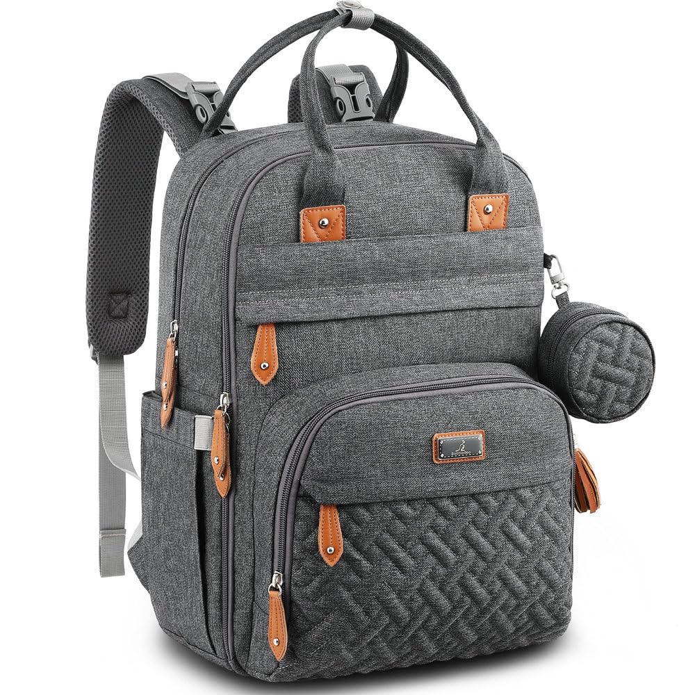 BabbleRoo Diaper Bag Backpack - Baby Essentials Travel Tote - Multi Function Wat