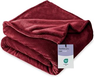 Aspire Homeware Burgundy Red Single Fleece Blanket Sofa Throw 130x150cm