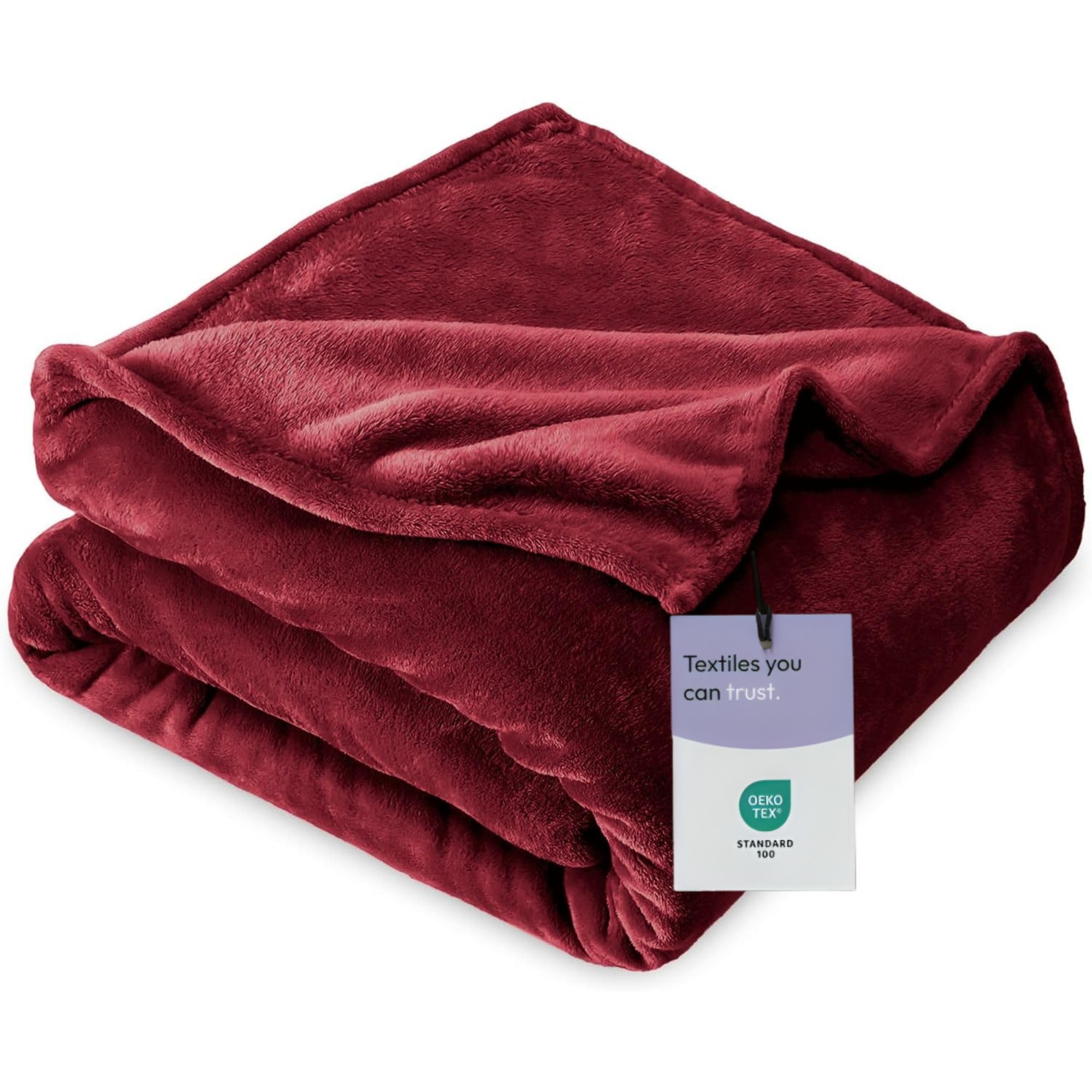 Aspire Homeware Burgundy Red Single Fleece Blanket Sofa Throw 130x150cm
