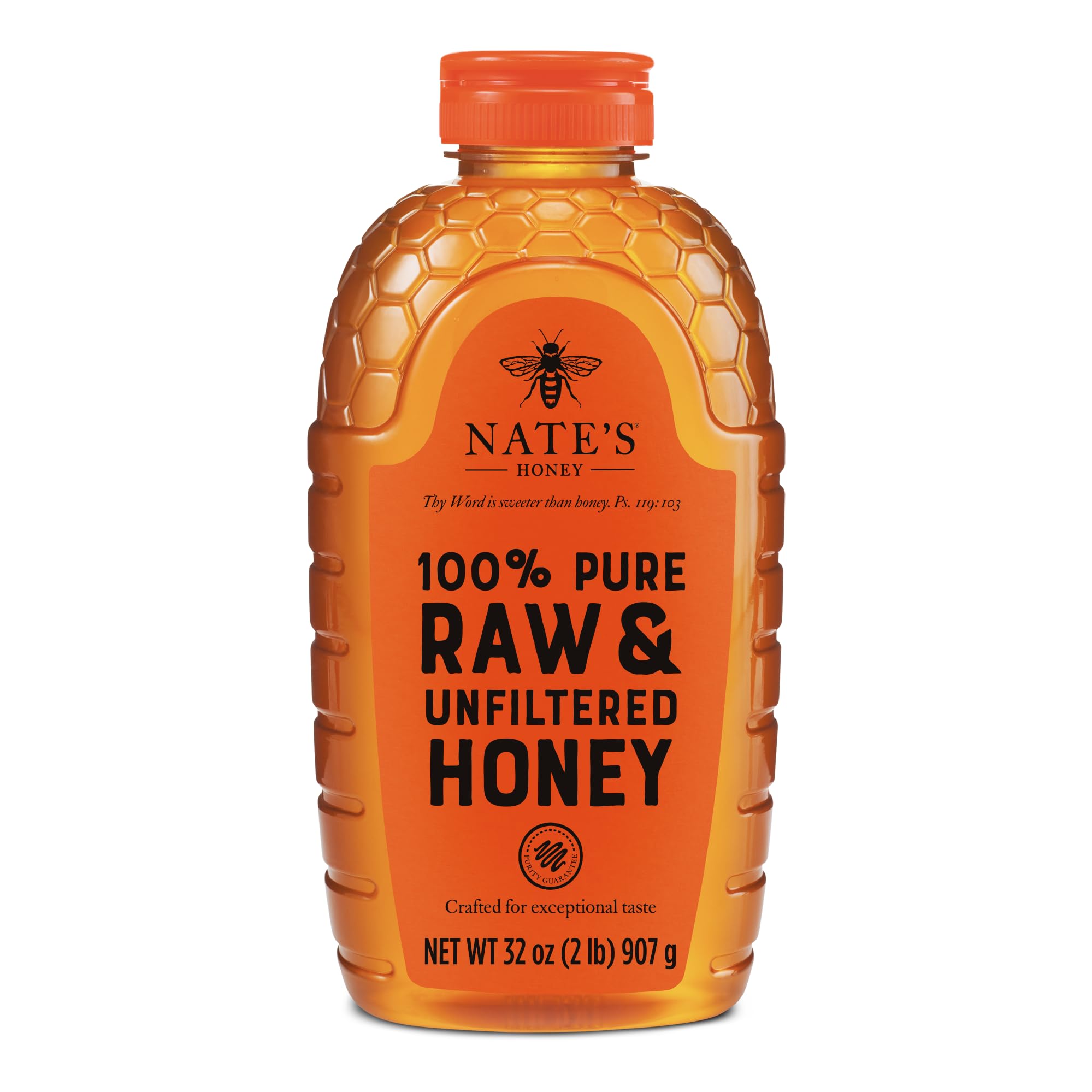 Nate's 100% Pure, Raw & Unfiltered Honey - 32oz. Squeeze Bottle | 100% Pure, Raw