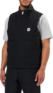 Carhartt Men's Washed Heavy Canvas Stand Collar Jacket with Sherpa Lining Loose Fit Outerwear for Work (1 Pack)