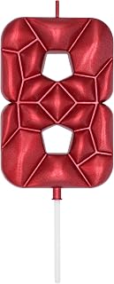 DERVENTA Large Number Candle Red 3D Bubble Style 3.7 Inch Birthday Party Decoration Cake Decoration (Red 8 Red)